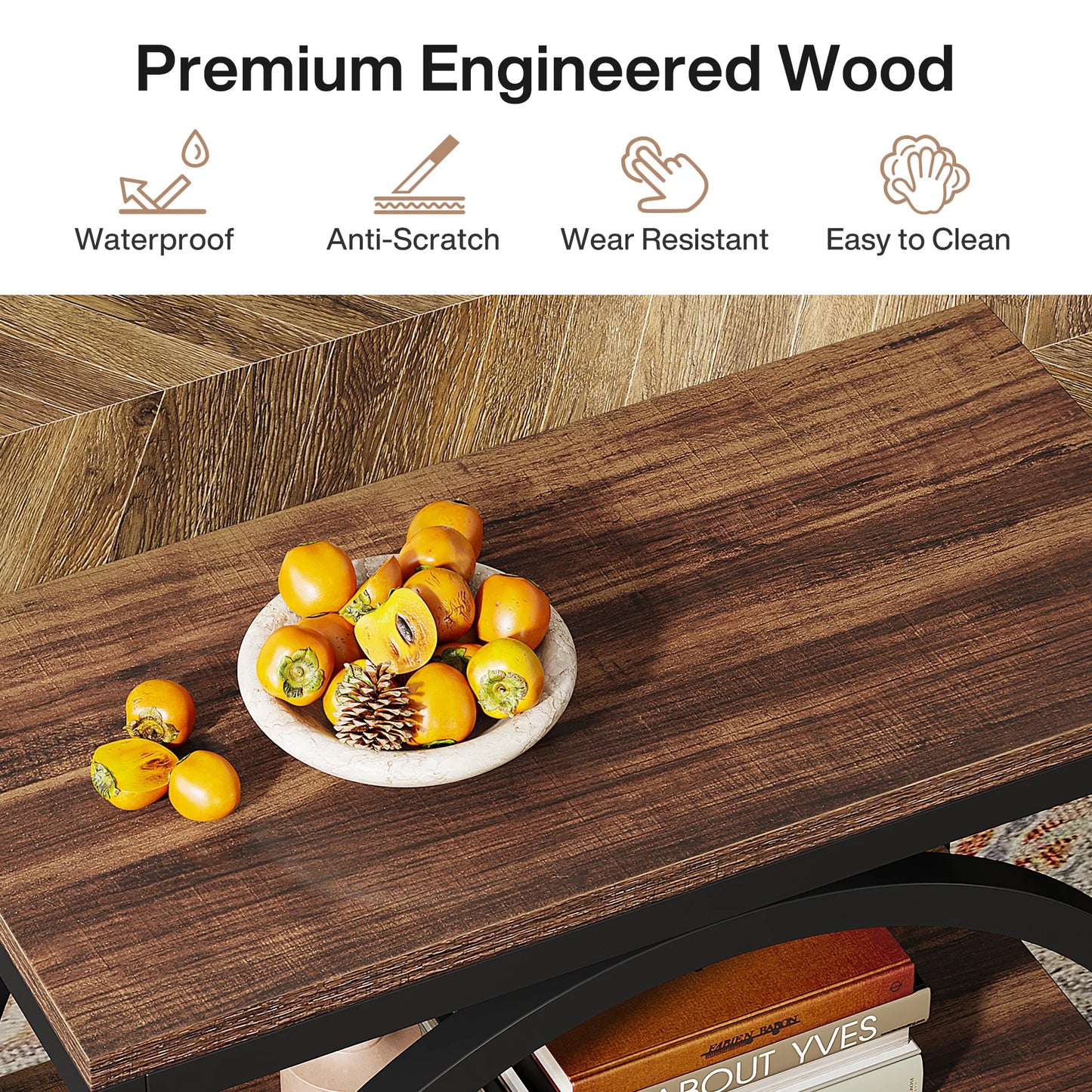 3-Tier End Table with Storage Shelves