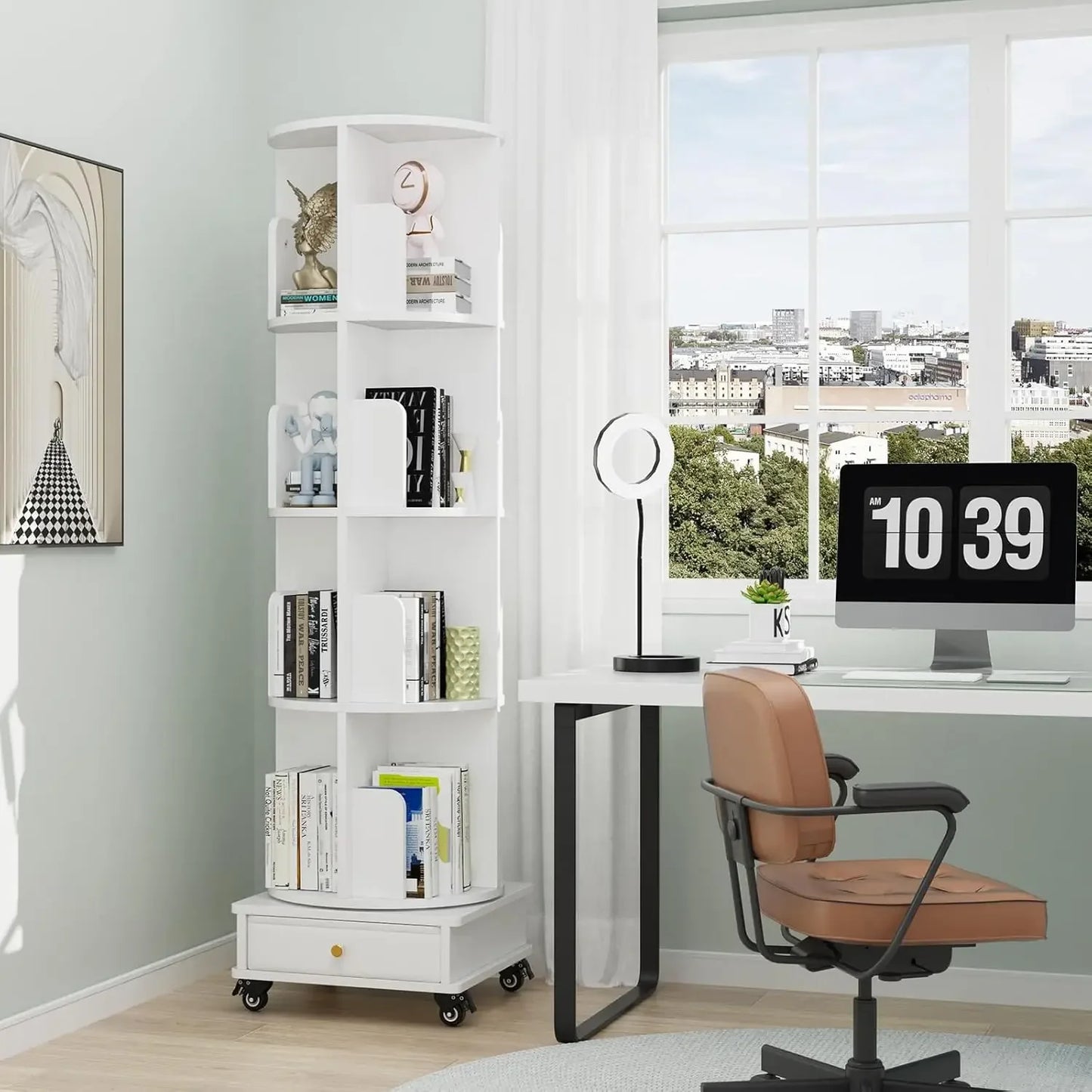 4-layer Corner Rotating Bookshelf