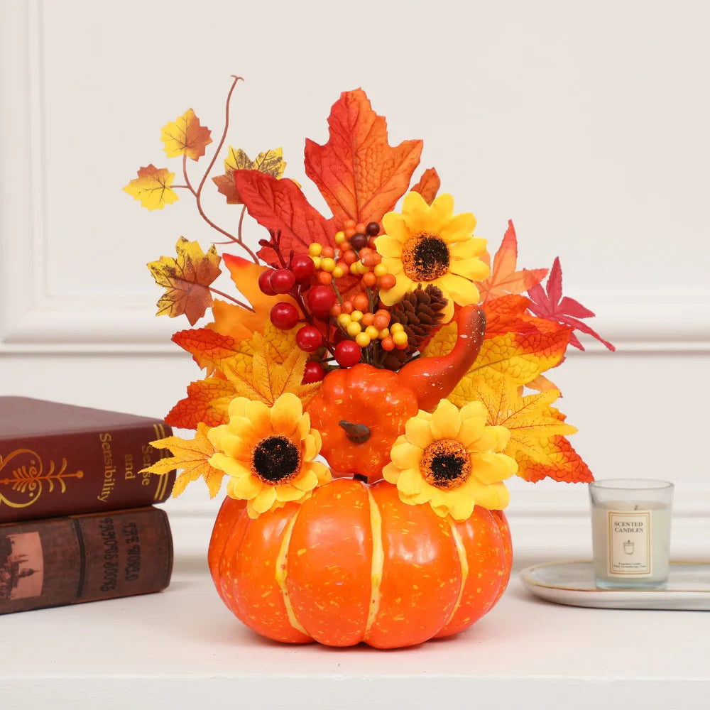 Autumn Pumpkin Sunflower Ornament