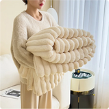 Solid colour thickened wide striped blanket