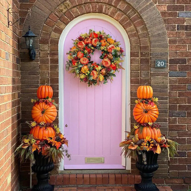 Autumn Peony Pumpkin Wreath