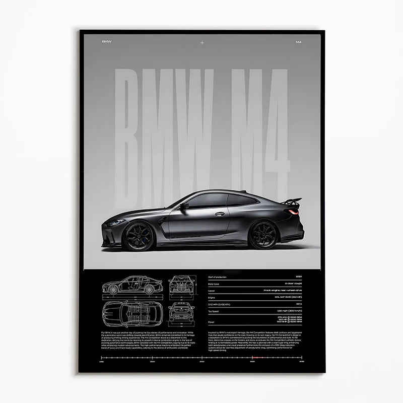 Black & White Famous Cars Posters