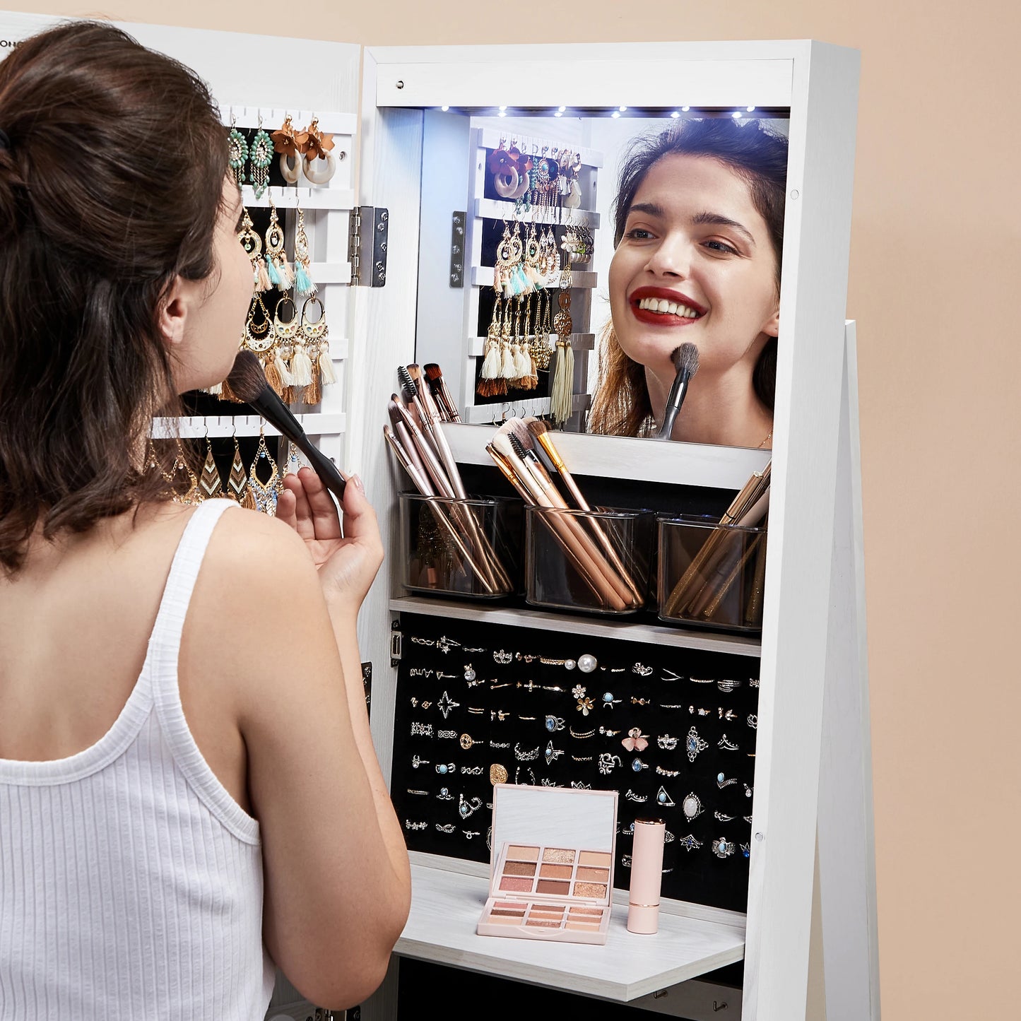 LED 360 Mirror Jewellery Storage Organiser