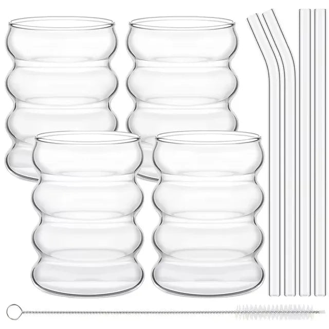 4pcs Creative Glasses With Straws