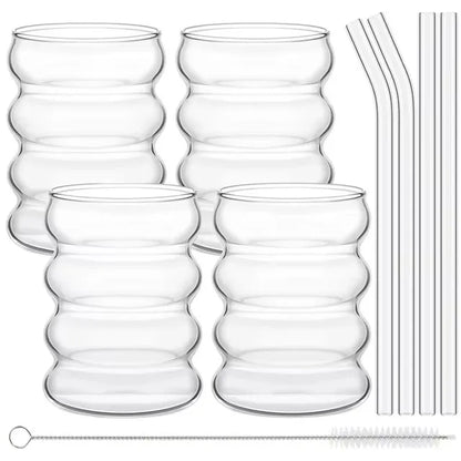 4pcs Creative Glasses With Straws
