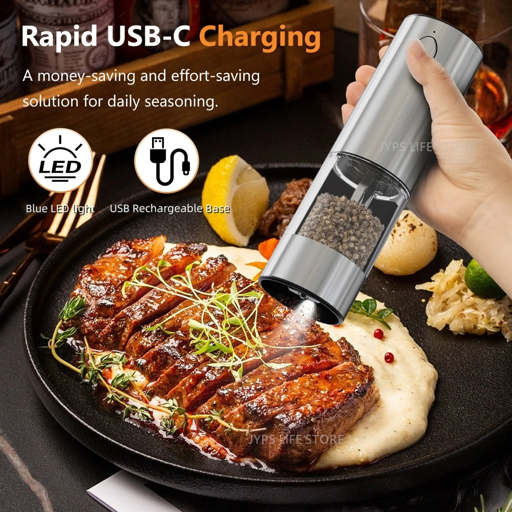 Rechargeable Stainless Steel Salt And Pepper Grinder