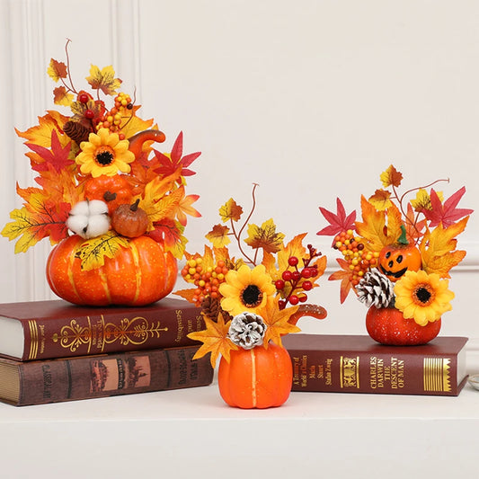 Autumn Pumpkin Sunflower Ornament