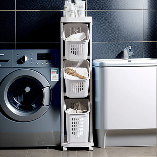 4-Tier Laundry Basket with Wheels