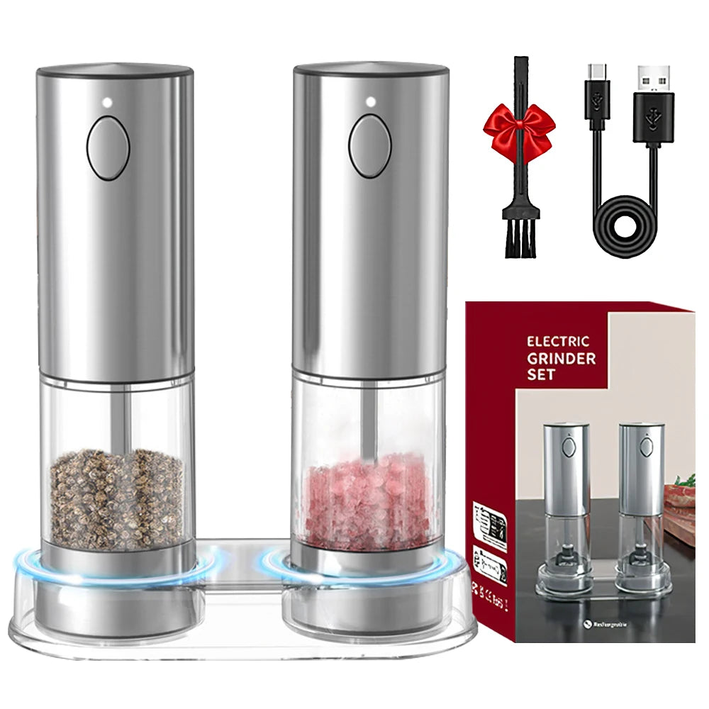 Rechargeable Stainless Steel Salt And Pepper Grinder